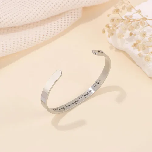 Vista 2 de JoycuFF Pulseras para mujer, joyería inspiradora personalizada, mantra, brazalete para amigas, regalo de aliento para ella