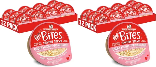 Vista 12 de Stella & Chewy's Lil Bites - Guisos salados para razas pequeñas, cena de carne de res y pollo en caldo, tazas de 2.7 onzas (paquete de 12)
