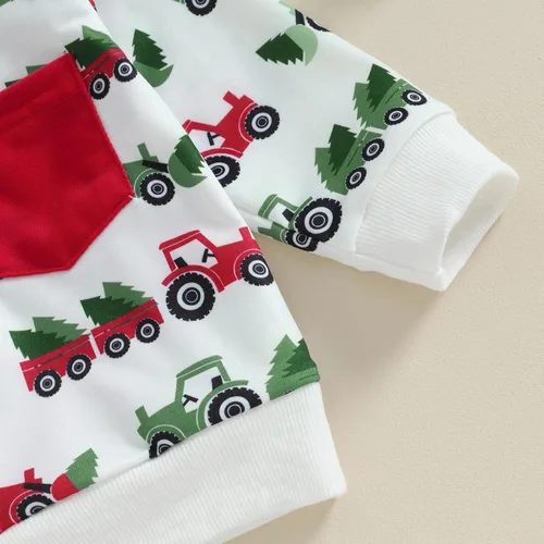 Vista 4 de Lucikamy Conjunto de camiseta de manga larga con estampado de Navidad para bebé niño y niña, ropa de otoño e invierno