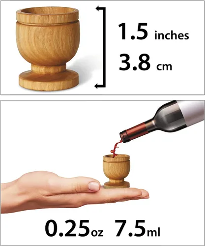 Vista 2 de 10 tazas mini para comunión en un paquete de regalo (aprox. 3.8 cm). Taza Kiddush tallada a mano de madera de olivo - para eventos de la iglesia