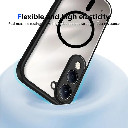 Vista 268 de Funda magnética transparente compatible con Xiaomi 17T, color negro 2 en 1 PC + TPU cubierta de teléfono a prueba de golpes, carcasa protectora