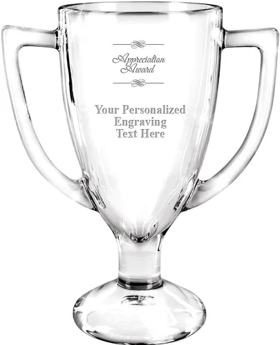 Vista 6 de Crown Awards Premio de taza de vidrio con su texto, trofeo de vidrio personalizado grabado personalizado de 7 pulgadas 38 Personalizado