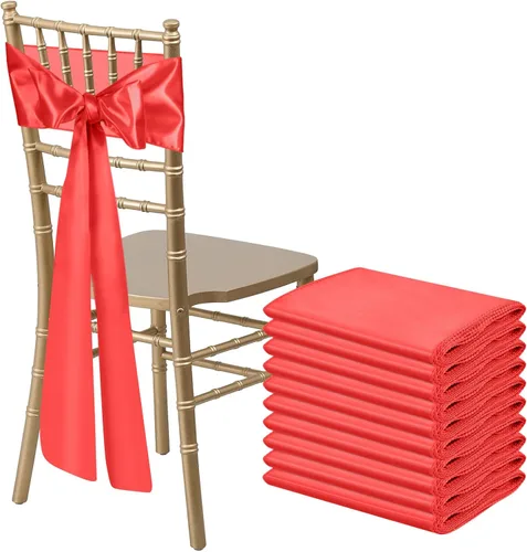 Vista 28 de 10 PCS Lazos de Satén Azul Bebé para Sillas Bandas Universales Cintas para Sillas Lazos Traseros para Bodas Fiestas Recepciones Eventos Banquetes