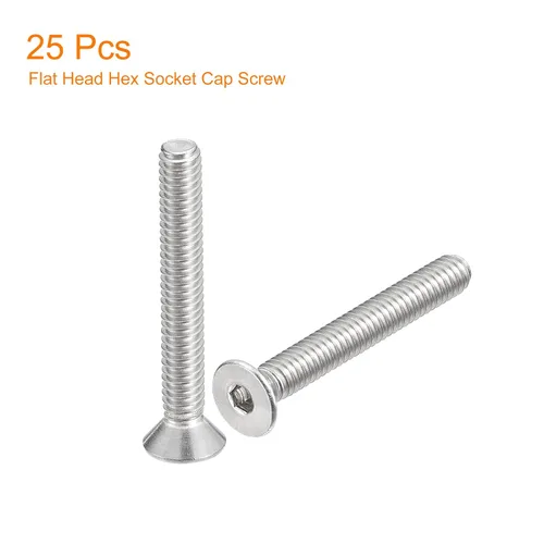 Vista 3 de uxcell #8-32x1-1/4 Tornillos de cabeza avellanada plana, 25 piezas de tornillos de cabeza plana con rosca completa de acero inoxidable 304, pernos