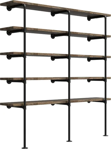 Vista 6 de Estante de tubo de hierro retro industrial para montaje en pared, estantería abierta de bricolaje, soporte colgado, estantes de cocina para mejoras