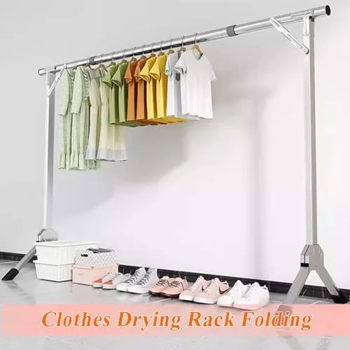 Vista 2 de Collapsible Clothes Drying Rack, Heavy Duty 201 Stainless Steel, Space Saving Foldable Laundry Rack, Portable Garment Dryer for Indoor/Outdoor Use