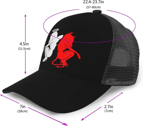 Vista 3 de Devil Gemini Angel Demon Men's and Women's Mesh Hat Baseball Hat Sandwich Hat All Seasons Baseball Cap