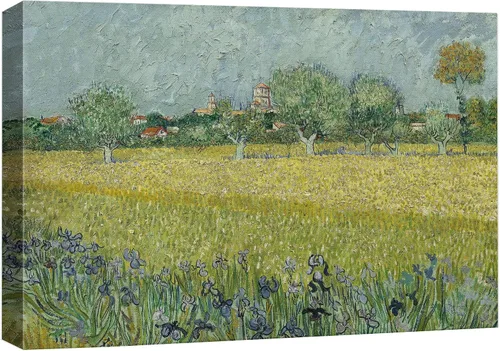 Vista 24 de Van Gogh - Lienzo con diseño giclée de olivos con cielo amarillo y sol, arte de pared de galería, estirado y enmarcado, listo para colgar, 24 x 36