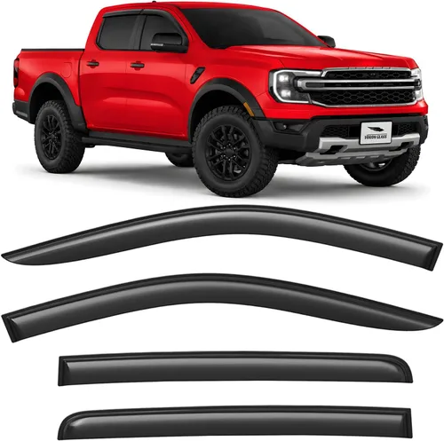 Vista 21 de Voron Glass Protectores de lluvia extra duraderos con cinta adhesiva para Chevrolet (Chevy) Silverado 2500HD/3500HD 2007-2014 cabina extendida Negro
