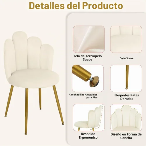 Vista 4 de Silla de tocador para sala de maquillaje, silla decorativa moderna de mediados de siglo para sala de estar, dormitorio, silla de maquillaje