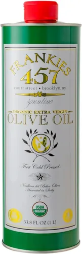 Vista 5 de Frankies Aceite de oliva orgánico extra virgen Lata de 16.9 onzas líquidas Aceite de oliva virgen extra siciliano real (EVOO) Aceitunas