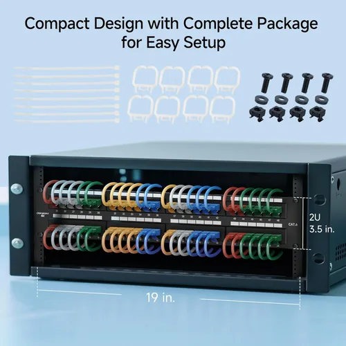Vista 7 de Cable Matters [Listado UL] Panel de conexión de 48 puertos para montaje en rack o montaje en pared de 19 pulgadas, panel de conexión de red Cat6