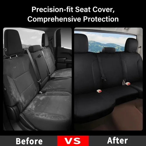 Vista 46 de Coverado Chevy Silverado - Juego completo de fundas de asiento de lona impermeables, apto para Silverado GMC Sierra 2007-2013 y 2019-2025 1500 Negro