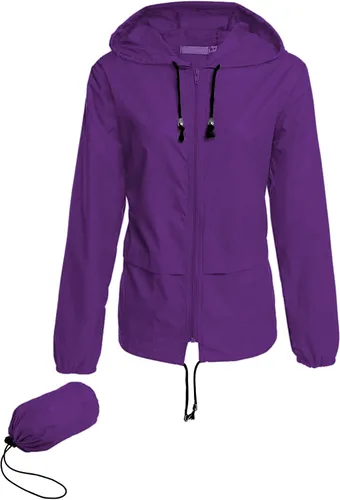 Vista 26 de Avoogue - Chaquetas de lluvia para mujer, diseño ligero, con capucha, para exteriores, impermeables, cortavientos Verde militar