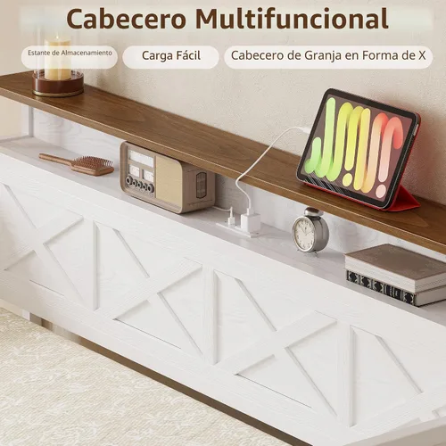 Vista 4 de IRONCK Cama de sofá tamaño individual con cajones de almacenamiento, marco de cama de metal resistente con cabecero en forma de X y estación