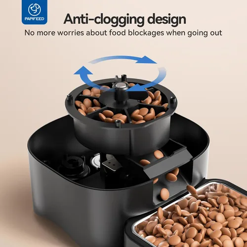 Vista 5 de PAPIFEED Comedero automático para gatos con aplicación, dispensador de comida WiFi de 2.4 G, alimentador para gatos con temporizador de 6 litros