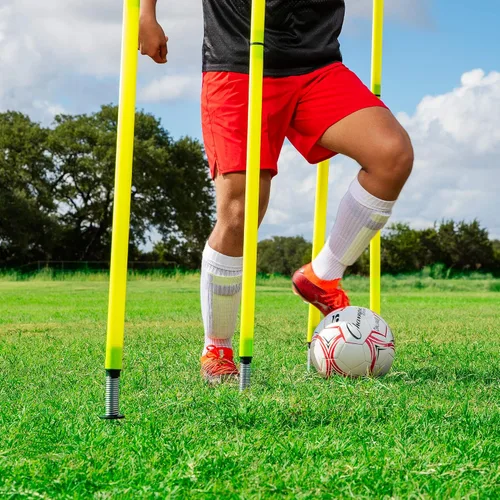 Vista 7 de Champion Sports Agility Training Pole & Hurdle Sets – Speed, Footwork & Coordination Drills, Indoor/Outdoor PVC Poles