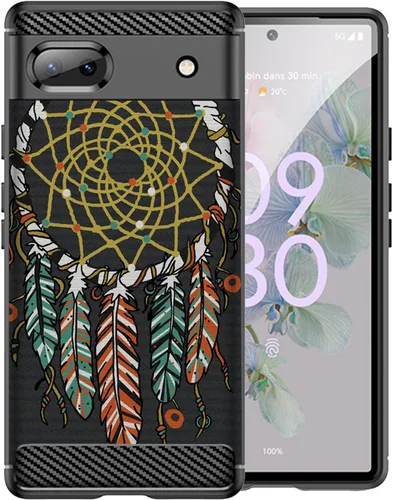 Vista 7 de CasesOnDeck - Funda de TPU negra compatible con Google Pixel 6A (2022) / Pixel 6A, delgada, minimalista, flexible, texturizada, formas abstractas