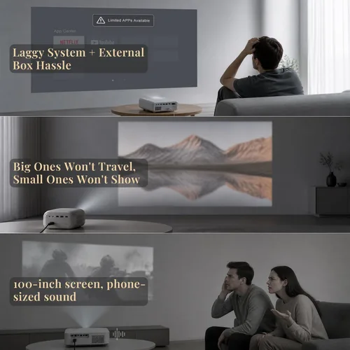 Vista 3 de Google TV oficial - Mini proyector inteligente VOPLLS 4K con WiFi