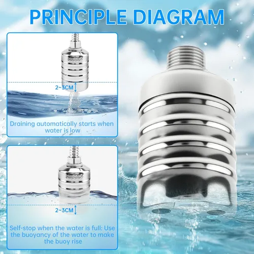 Vista 3 de Paquete de 2 válvulas de flotador, válvula automática de control de nivel de agua con adaptador de 1/2 pulgada a 3/4 pulgadas 1 pulgada para tanque