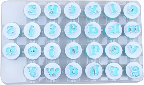 Vista 6 de Juego de 26 piezas de sellos estampadores para galletas, cortadores de galletas con letras del alfabeto y números, molde para pasteles y galletas