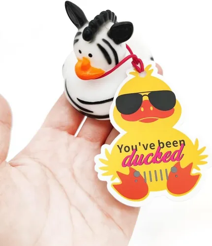 Vista 7 de Etiquetas de pato, You've Been Ducked, lindas etiquetas de pato amarillo y negro para automóvil, tarjeta de juego de patito de pato, tarjeta de pato
