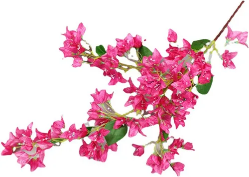 Vista 9 de Flores de rosas artificiales, 47.2 pulgadas, flores artificiales de seda de buganvilla, ramas de árbol, guirnaldas de flores de seda de buganvilla