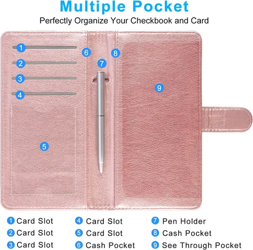 Vista 4 de ACdream Funda para chequera, cartera de cuero con bloqueo RFID