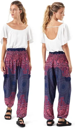 Vista 2 de Happy Trunks Pantalones harén para mujer, pantalones de yoga con bolsillos (S-XXL) ropa hippieropa bohemia para mujersala de playa