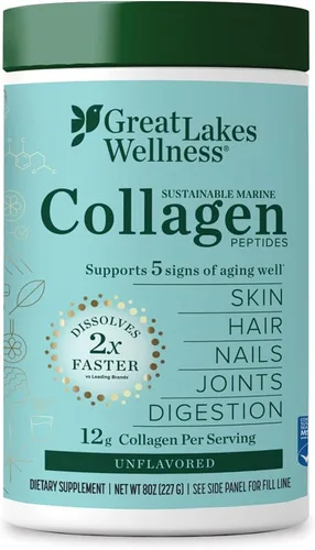 Vista 11 de Great Lakes Wellness Péptidos de colágeno marino sostenibles en polvo para piel, cabello, uñas, articulaciones y digestión – Sin sabor – Hidrolizado
