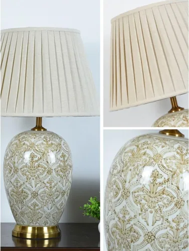 Vista 6 de Lamp for Desk Retro Ceramic Table Lamp Villa Living Room Large Side Table Corner Lamp Study Bedroom Bedside Lamp Desk Lamps for Home Office(Push