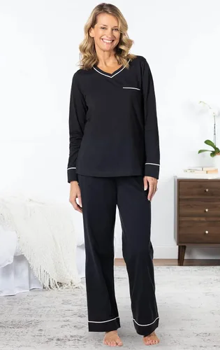 Vista 4 de PajamaGram Pijamas para mujer - Conjuntos de pijamas para mujer, camiseta sin botones, 100% algodón