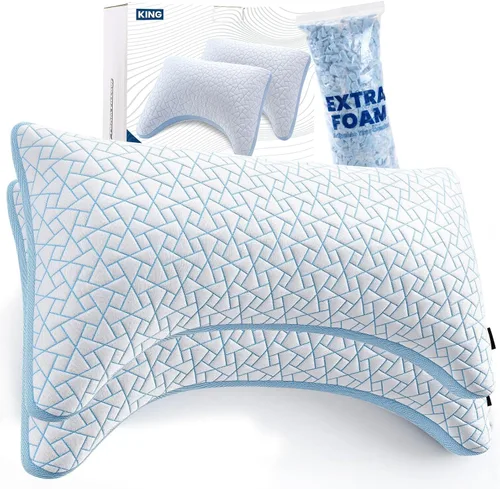 Vista 12 de A-Pce Almohada para dormir de lado, almohada refrescante para soporte de Almohadas ajustables de espuma viscoelástica para aliviar el dolor