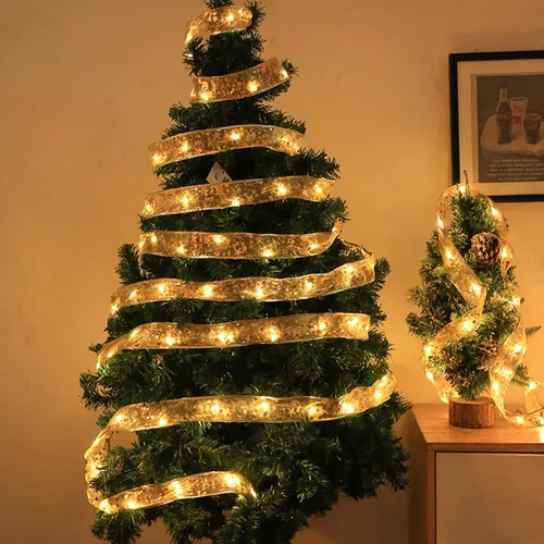 Vista 9 de Luces de Cinta de Hadas de Navidad para Decoraciones de Árbol, 2.5 pulgadas x 16.4 pies, 50 LEDs, Cadena de Luces Cálidas para Interiores, Operadas