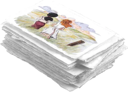 Vista 10 de Wanderings 300 g/m² Papel de acuarela hecho a mano grueso – 4x6 Papel vintage hecho a mano con borde engarzado – Papel antiguo prensado en frío