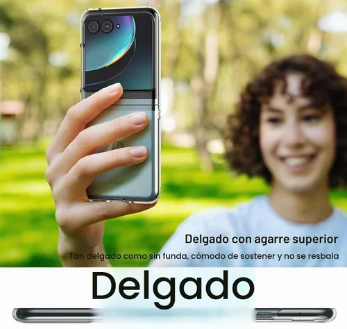 Vista 6 de Foluu Funda para Motorola Razr+ 2023, funda protectora de policarbonato duro transparente para Moto Razr+ 2023 (transparente)