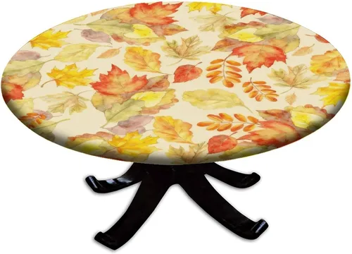 Vista 106 de Mantel redondo ajustable con borde elástico floral azul, mantel con borde elástico de estilo floral pastoral, almohadilla de mesa de poliéster