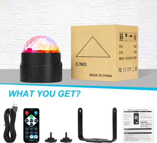 Vista 7 de Luces de fiesta activadas por sonido con control remoto, lámpara