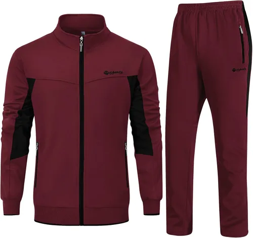 Vista 23 de Rdruko Conjunto Deportivo de 2 Piezas para Hombre, Traje Deportivo con Cremallera Completa, Sudaderas Deportivas para Gimnasio, Ropa Deportiva Gris