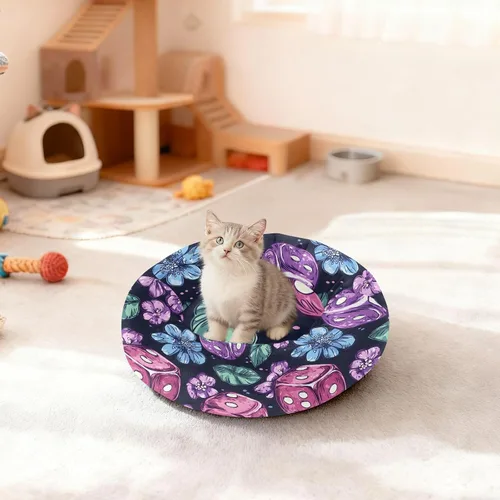 Vista 3 de Wudan Pet Cat Bed Anxiety Relief Fluffy Dog Pillow Bed for Medium Size Pets Sleeping XS Cute Lavender Casino