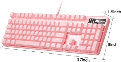 Vista 2 de MageGee Pink Gaming Keyboard USB Wired Keyboard, New Mechanical Storm Adjustable Backlight Keyboard Splash-Proof Ideal for PCLaptopMAC Game(Pink)