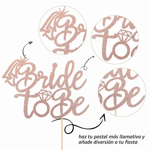 Vista 3 de 1 decoración de pastel de novia con anillo de purpurina para despedida de soltera, decoración para boda, compromiso, despedida de soltera rosa