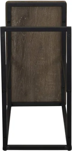 Vista 7 de Household Essentials Mesa auxiliar estrecha industrial Ashwood Marco de metal en forma de C y parte superior rectangular de madera sintética, mesa