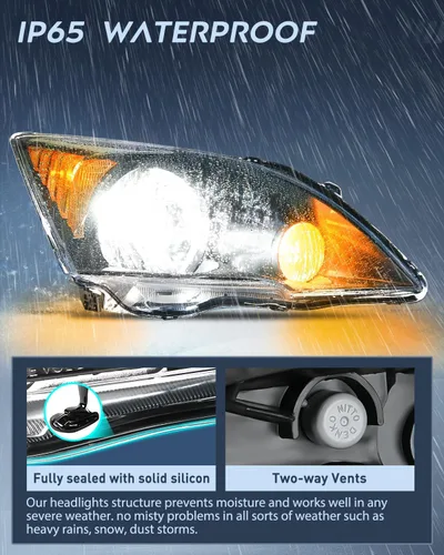 Vista 5 de Nilight Conjunto de faros para Honda CRV (CR-V) 2007 2008 2009 2010 2011 Carcasa negra Reflector ámbar