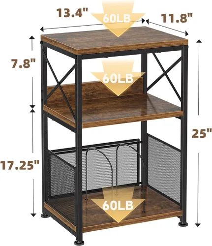 Vista 2 de Simple Trending Soporte para tocadiscos, soporte para tocadiscos con almacenamiento de vinilo con capacidad para hasta 200 álbumes, mesa auxiliar