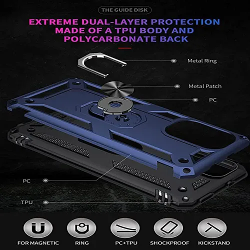 Vista 5 de Funda para Xiaomi Poco F3/Redmi K40/K40 Pro con protector de pantalla de vidrio [2 unidades], híbrida resistente de doble capa, antiarañazos, a