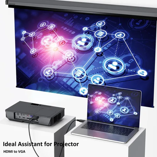 Vista 4 de Cable HDMI a VGA de 6 pies macho a macho, cable adaptador activo chapado en oro, convertidor de conector para conectar computadora portátil