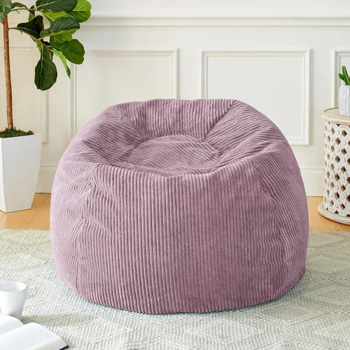 Vista 2 de Sorra Home Puf – Cojín de felpa y cómodo para interiores con relleno de frijoles trupedic para todas las edades, color morado Barrett