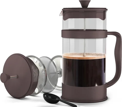 Vista 14 de Utopia Kitchen French Press - Cafetera de café expreso y té con filtros triples, émbolo de acero inoxidable y vidrio de borosilicato resistente al
