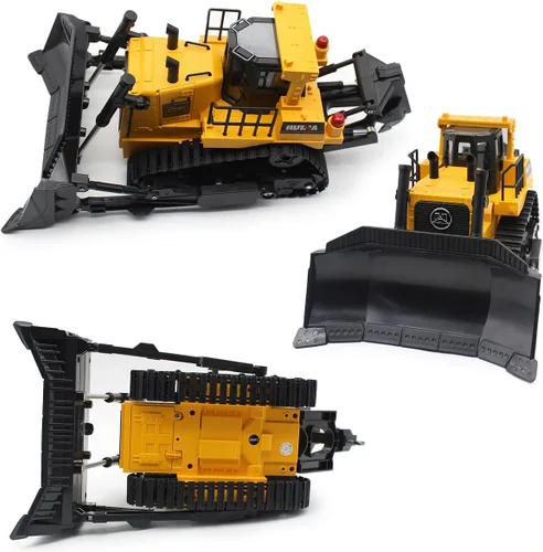 Vista 8 de Fisca Bulldozer de Control Remoto RC 1/16 Vehículo de Construcción Completamente Funcional, Cargador Frontal Dozer de 2.4Ghz 11 Canales con Luz